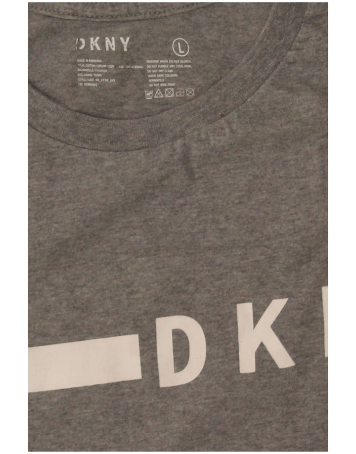 Camiseta gráfica masculina Dkny Top grande cinza colorblock algodão