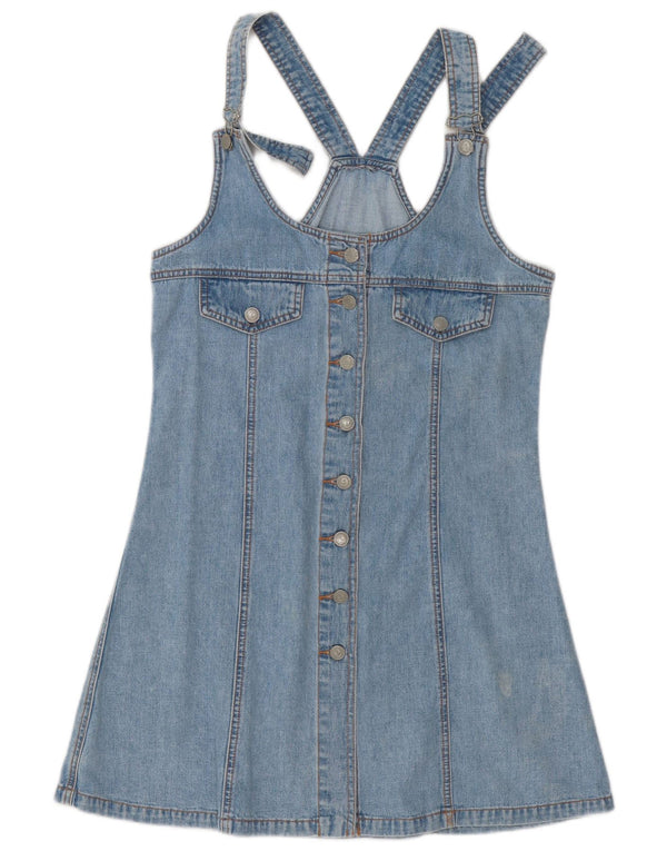 Vestido jeans feminino vintage sem mangas UK 14 azul médio
