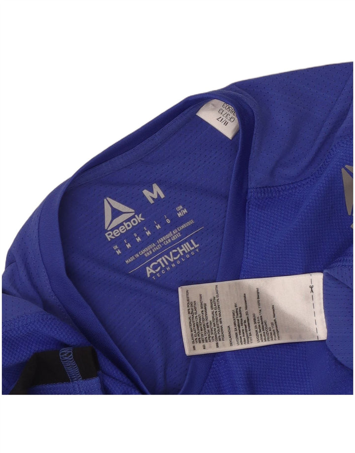 Camiseta feminina Reebok Top UK 12 poliéster colorblock azul médio