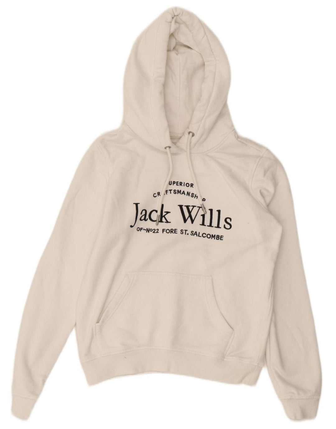 JACK WILLS Suéter feminino com capuz e estampa gráfica UK 8 pequeno algodão branco