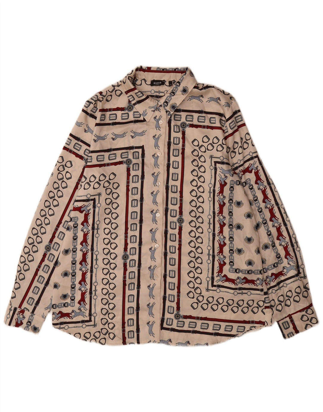 Camisa feminina EMME da Marella UK 12 poliéster geométrico bege médio