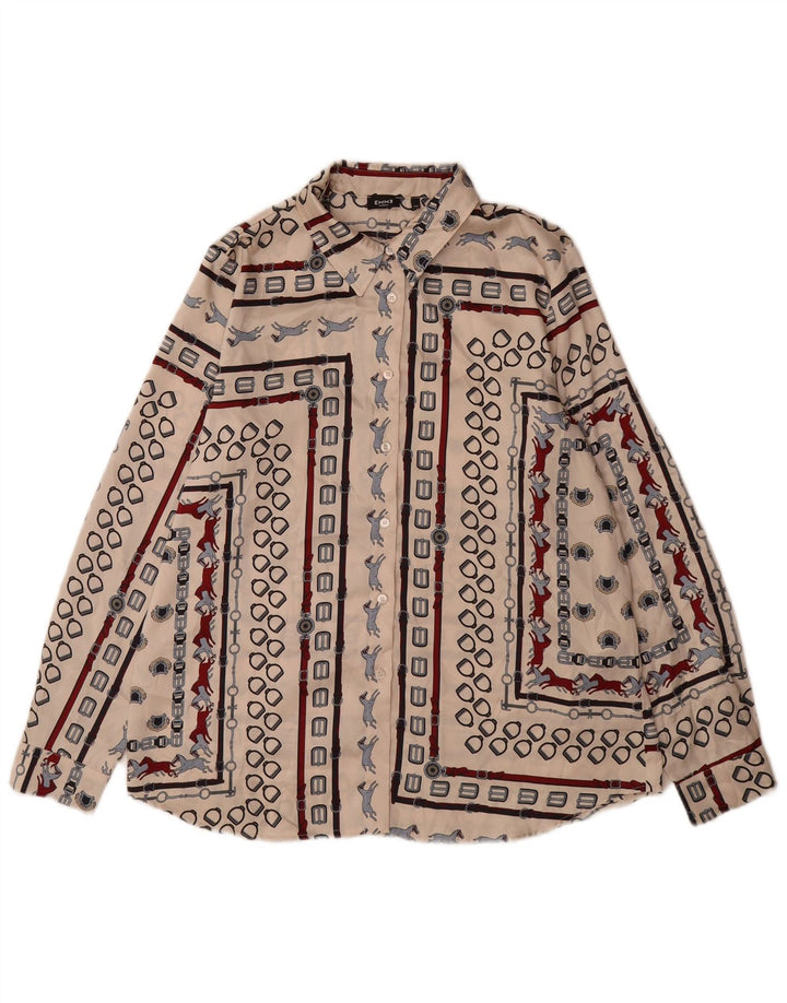 Camisa feminina EMME da Marella UK 12 poliéster geométrico bege médio