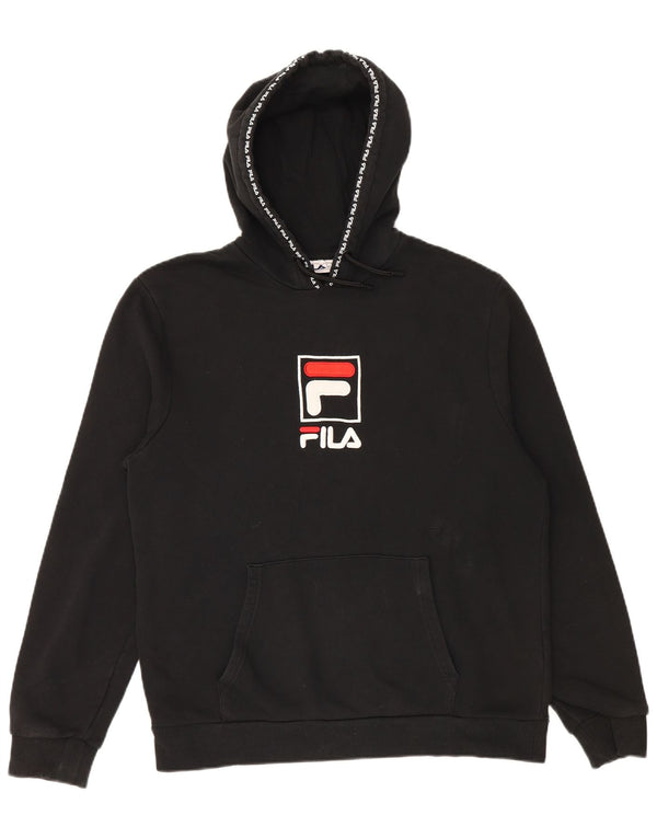 Fila Mens Graphic Hoodie Jumper XL Algodão Preto