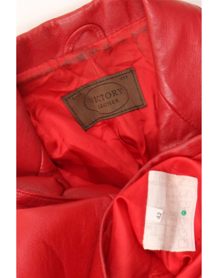 Jaqueta blazer feminina de couro com 3 botões Victory IT 42 vermelho médio