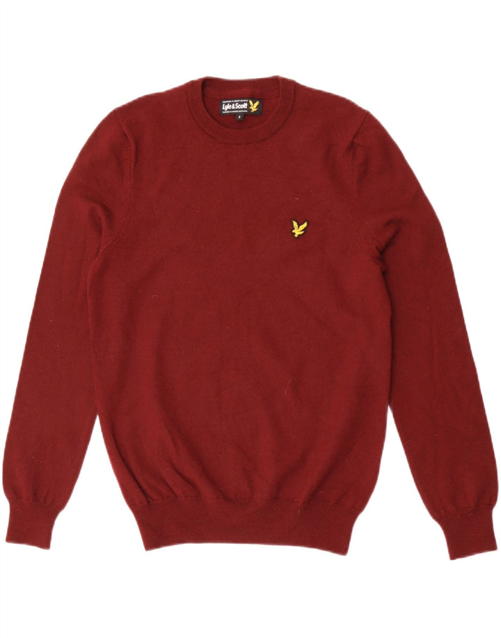 Suéter masculino Lyle & Scott com gola redonda, pequeno, lã merino marrom