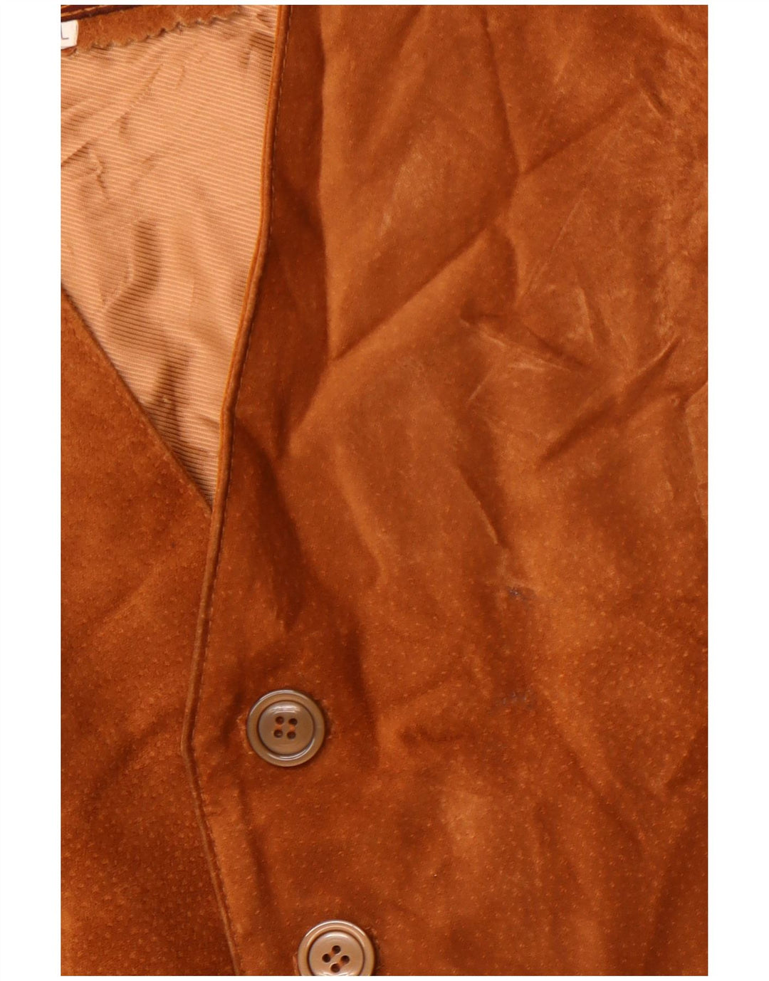 Colete de camurça vintage feminino UK 20 2XL couro marrom