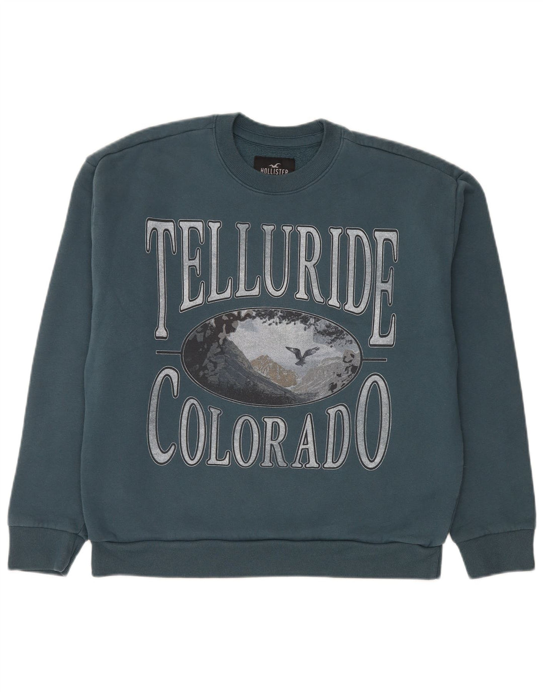 Hollister moletom masculino gráfico jumper grande algodão azul