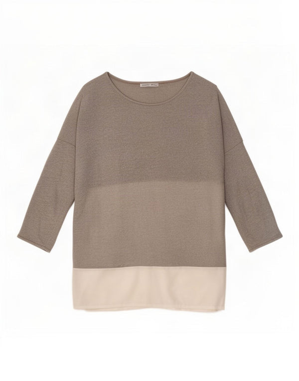 Túnica feminina Zara manga 3/4 oversized Reino Unido 14 bloco colorido cinza médio