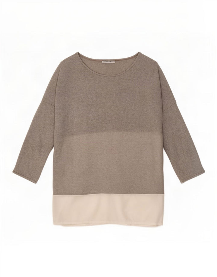 Túnica feminina Zara manga 3/4 oversized Reino Unido 14 bloco colorido cinza médio