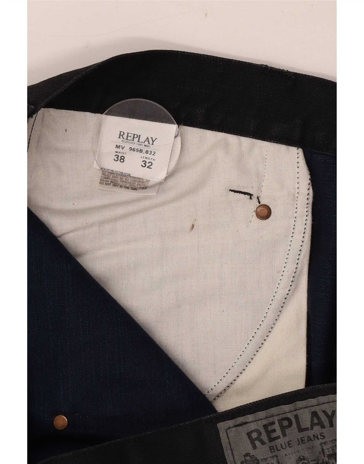 Replay Jeans reto masculino W38 L32 algodão preto