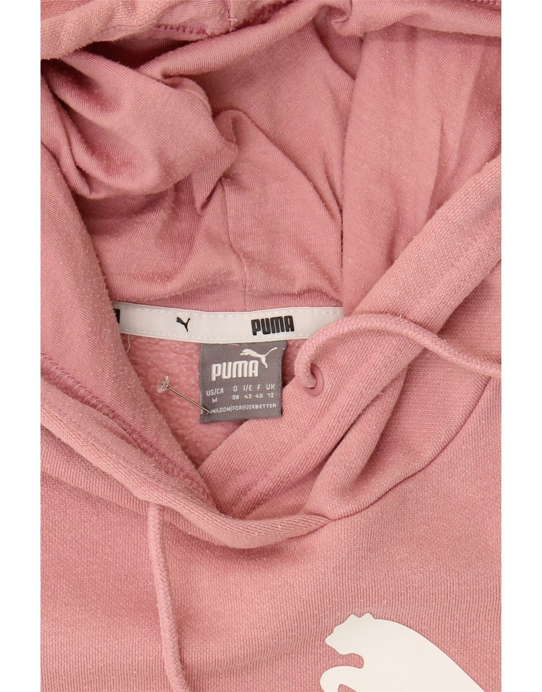 PUMA Womens Graphic Hoodie Jumper UK 12 Medium Pink Cotton Vintage Puma and Second-Hand Puma from Messina Hembry 