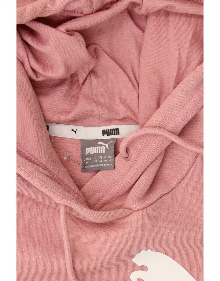PUMA Womens Graphic Hoodie Jumper UK 12 Medium Pink Cotton Vintage Puma and Second-Hand Puma from Messina Hembry 