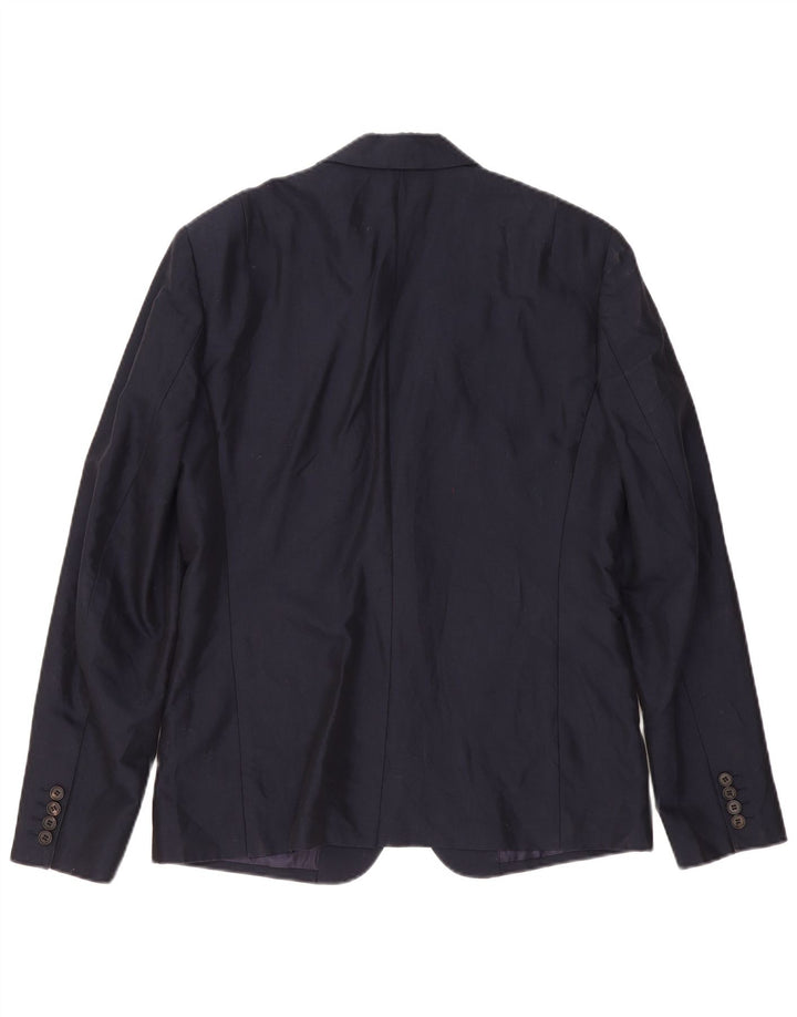 Jaqueta blazer masculina All Saints com 2 botões Reino Unido 38 algodão azul marinho médio