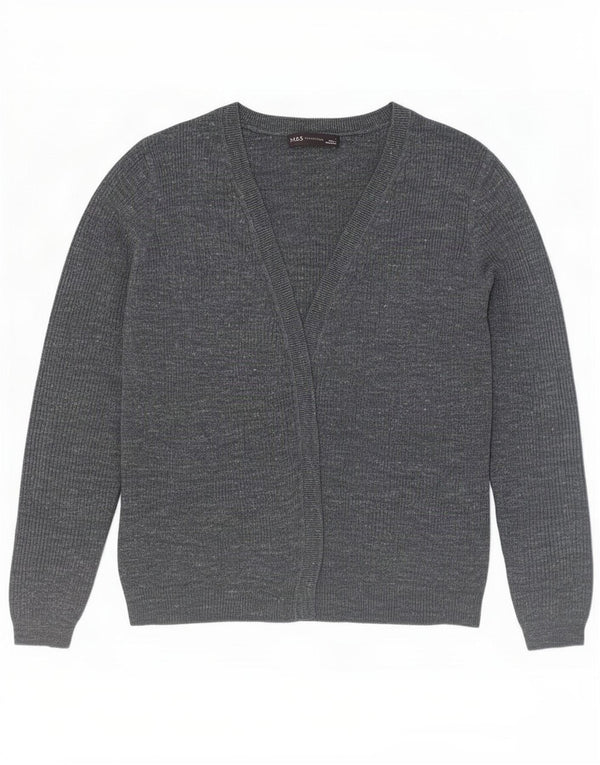 Suéter cardigã aberto feminino Marks & Spencer Reino Unido 10 pequeno azul marinho manchado