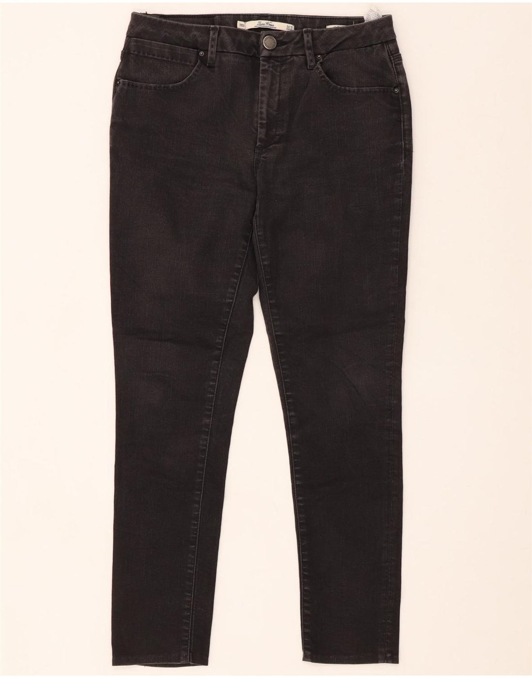 ZARA Womens Crop Slim Jeans EU 38 Pequeno W28 L26 Algodão Preto