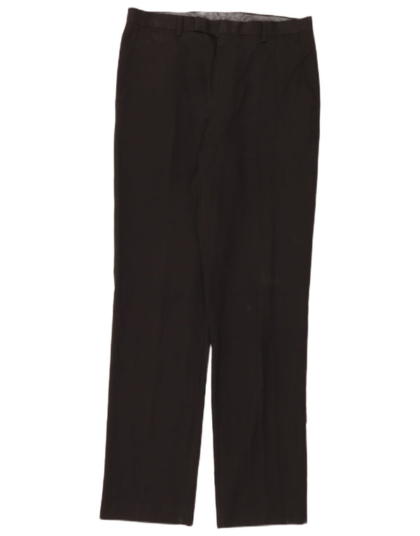 Calça masculina de terno reto Marks & Spencer sob medida W30 L33 preta