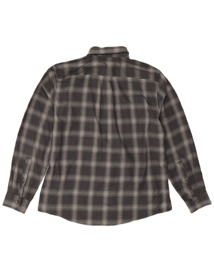 Camisa masculina de flanela Eddie Bauer grande poliéster xadrez azul marinho