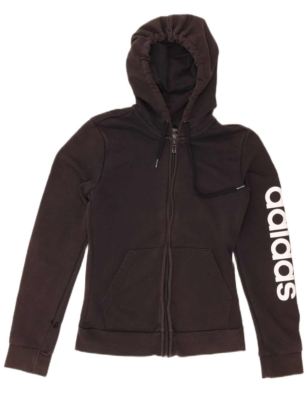 ADIDAS Suéter feminino com capuz e zíper gráfico UK 4/6 XS Preto