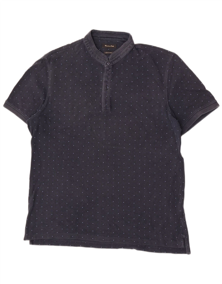 Camisa polo masculina Massimo Dutti XL azul marinho manchado