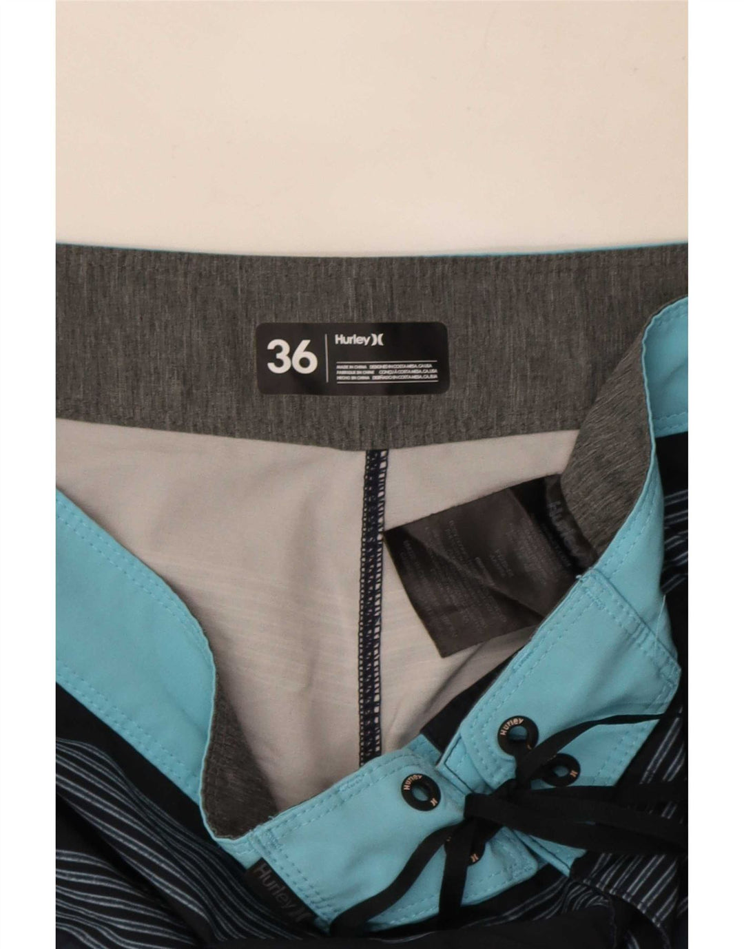Shorts de natação masculino Hurley grande poliéster listrado azul