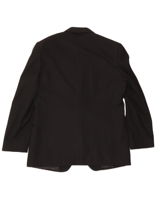Jaqueta blazer masculina Mario Zegna com 1 botão Reino Unido 40 grande lã preta