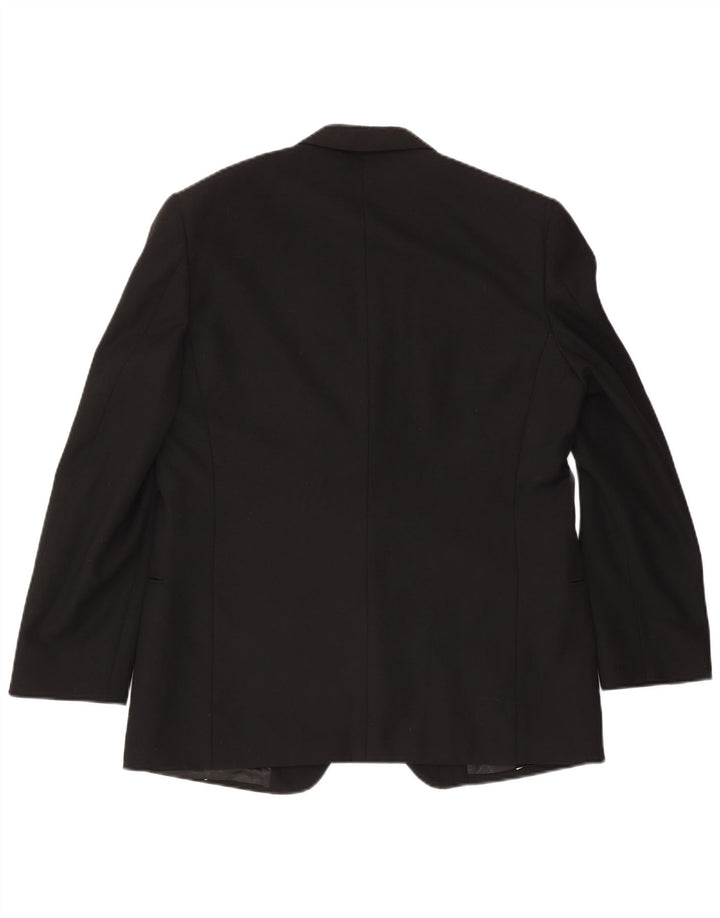Jaqueta blazer masculina Mario Zegna com 1 botão Reino Unido 40 grande lã preta