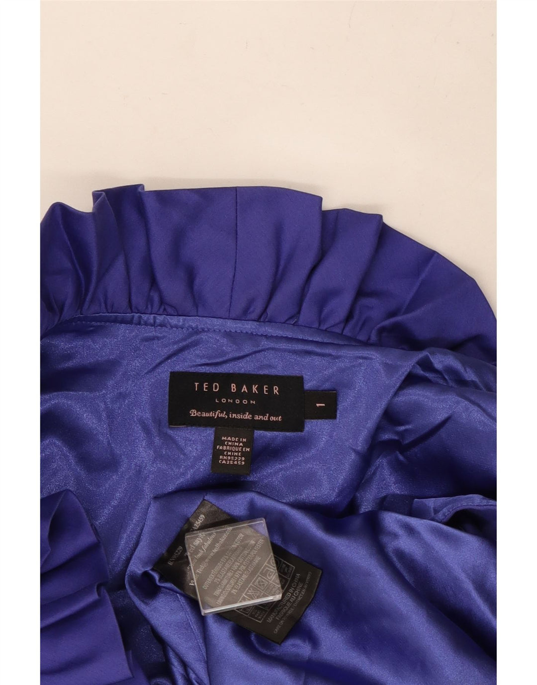 Vestido feminino TED BAKER com bainha sem mangas, tamanho 1, pequeno, roxo, algodão