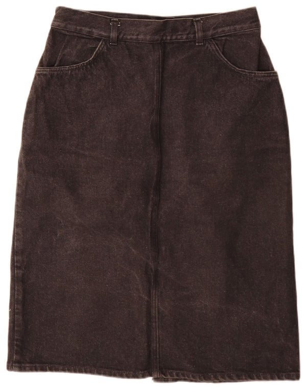 Saia jeans feminina vintage W28 cinza médio floral