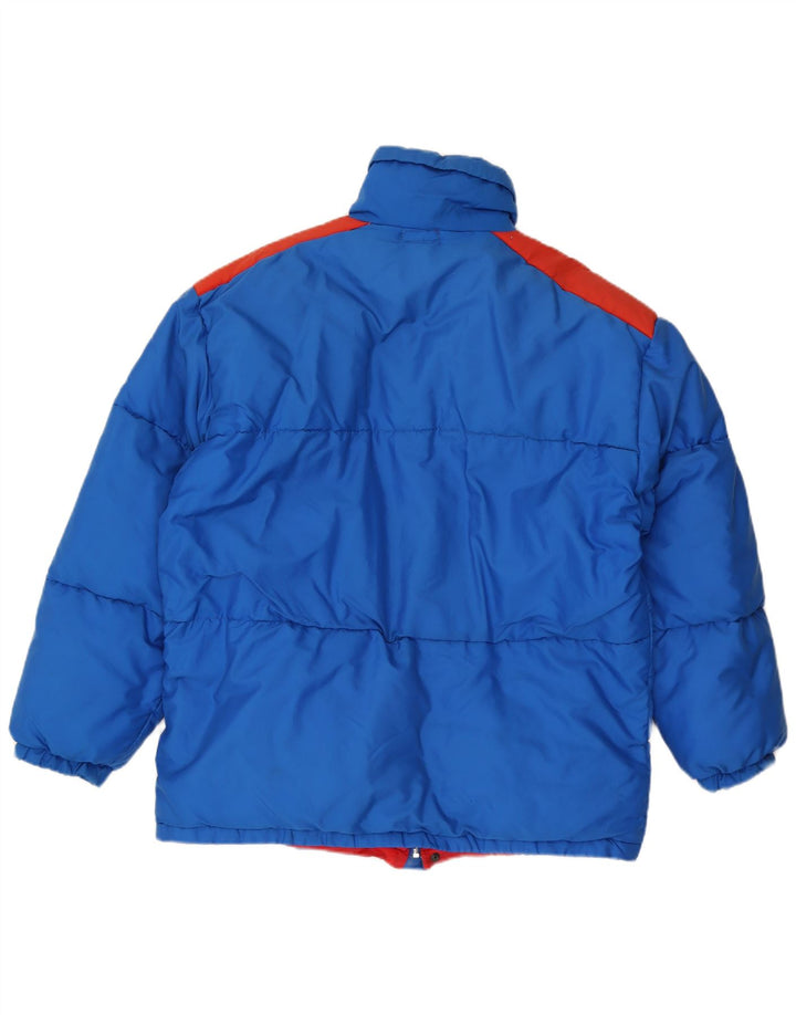 Jaqueta acolchoada com capuz masculina vintage UK 40 grande poliamida colorblock azul