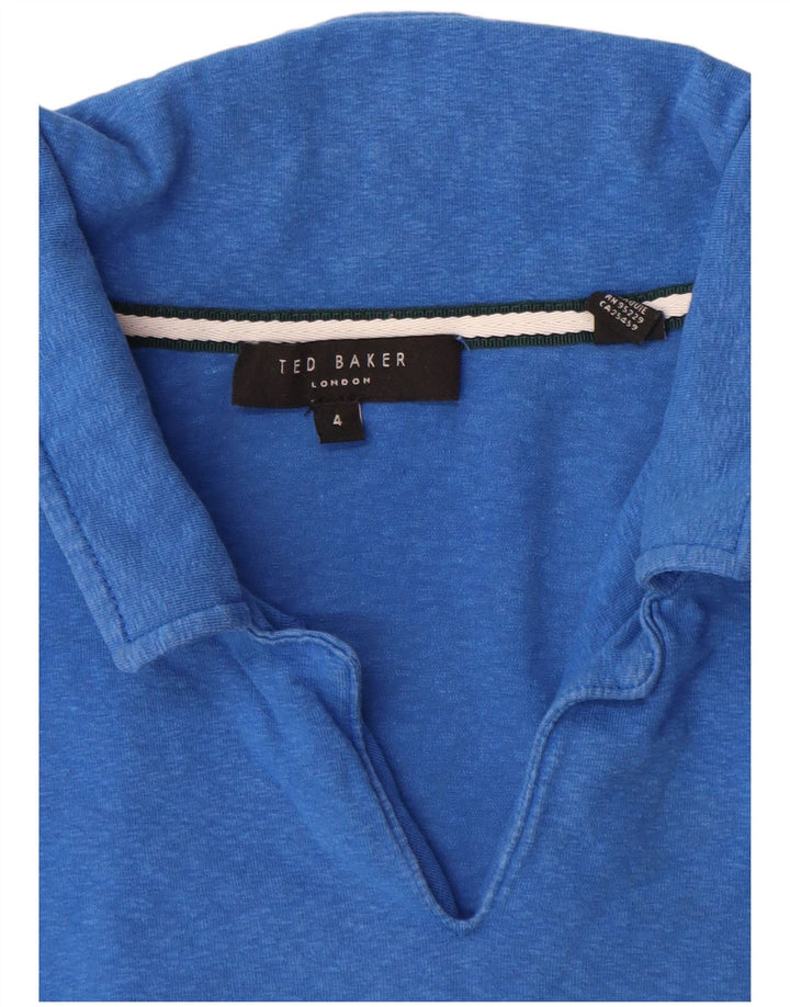 Camisa polo masculina Ted Baker tamanho 4 grande algodão azul