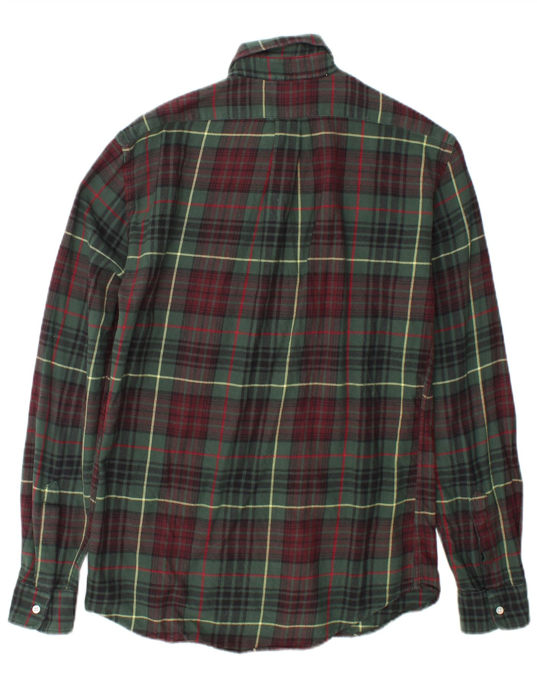 Camisa masculina de flanela Aspesi pequena verde xadrez algodão