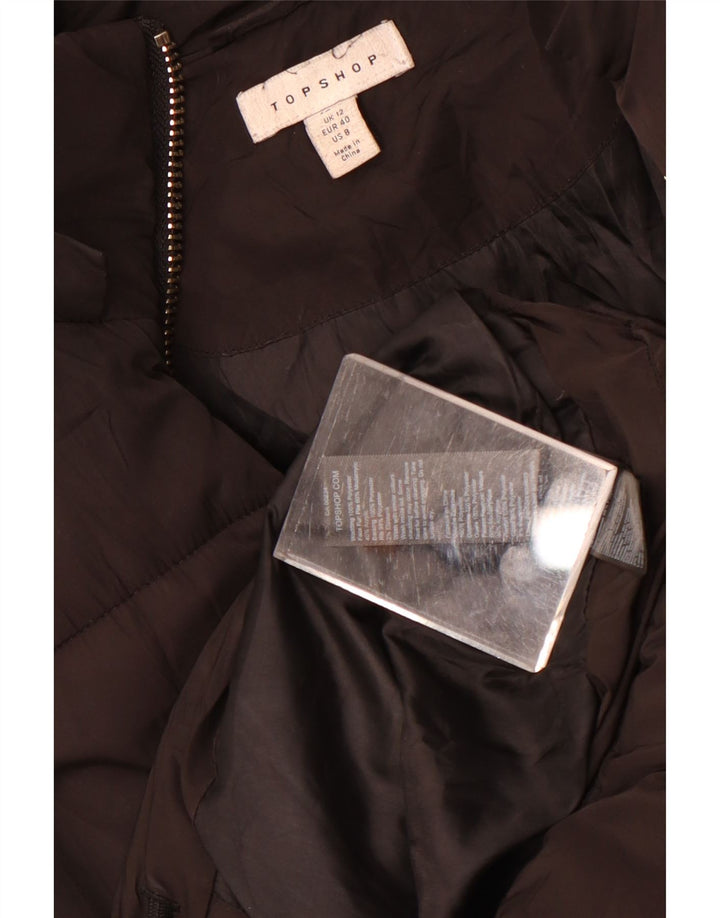 Jaqueta acolchoada superdimensionada feminina Topshop UK 12 poliéster preto médio