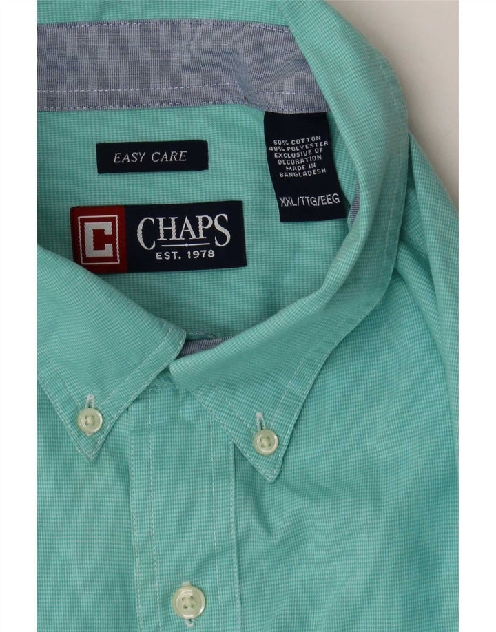 Camisa masculina Chaps 2XL algodão houndstooth turquesa