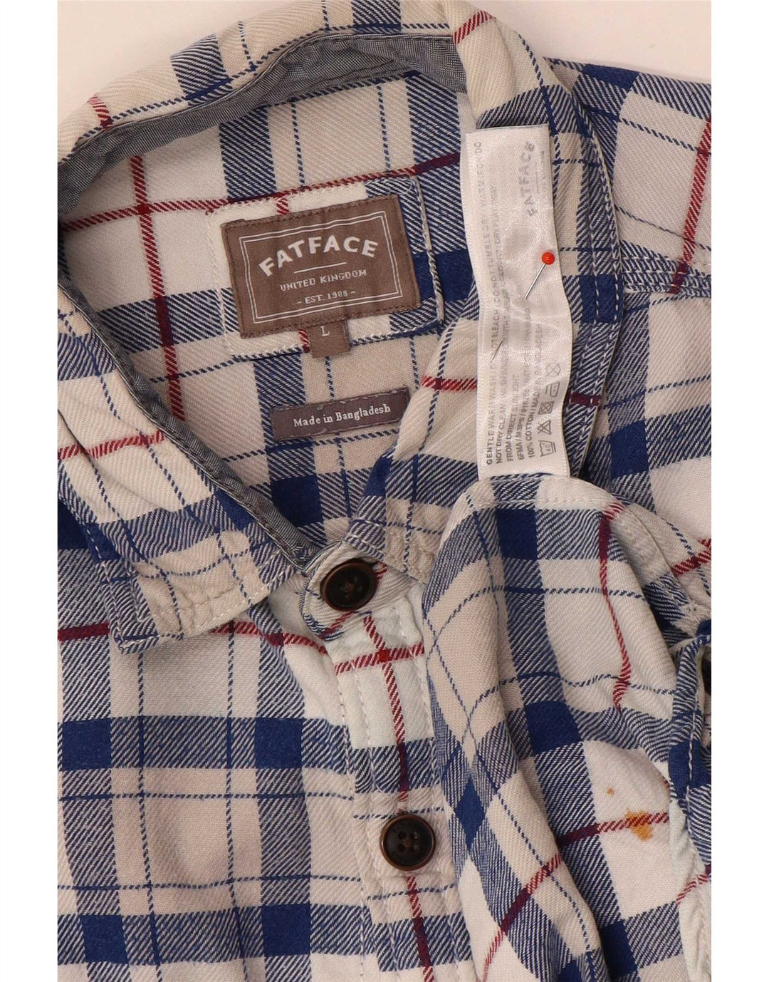 Camisa masculina de flanela Fat Face grande algodão xadrez azul