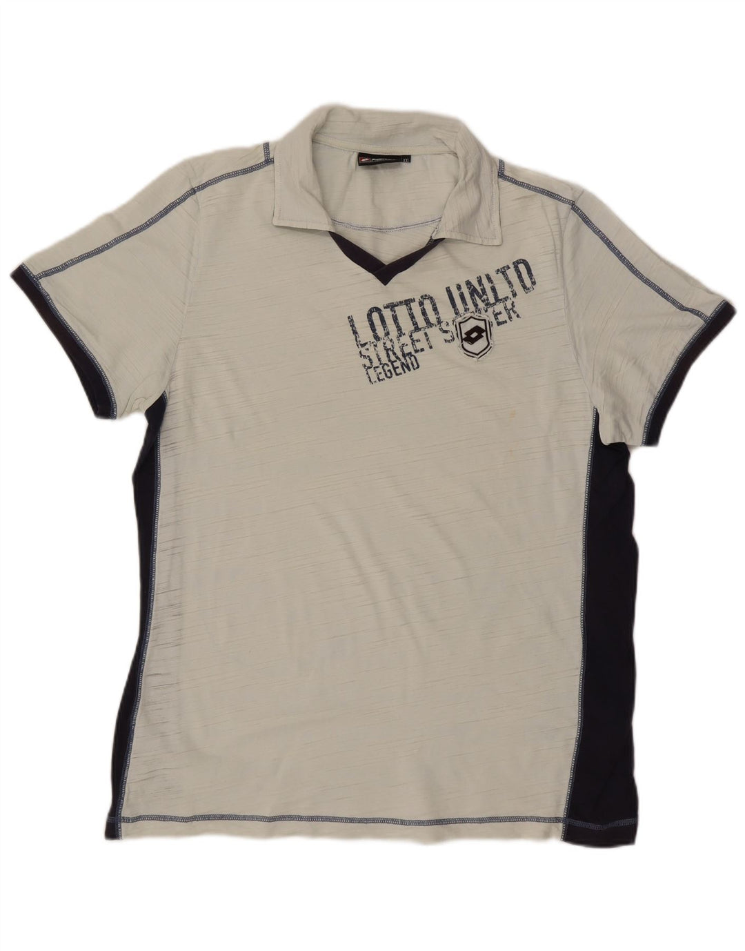 Camisa polo masculina gráfica Lotto 2XL algodão colorblock branco