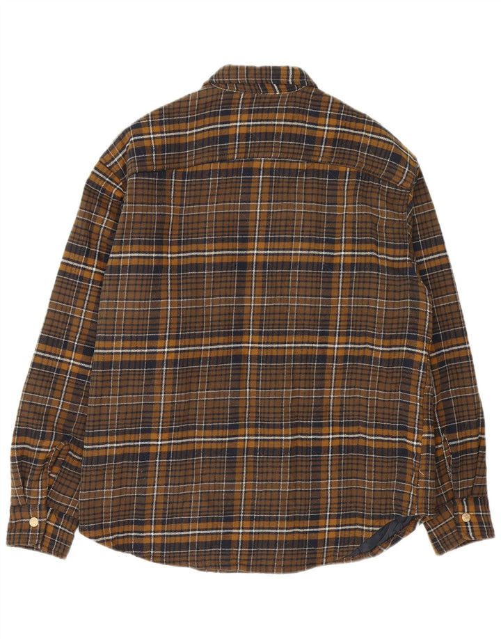 Camisa masculina de flanela de lenhador Jack & Jones grande algodão xadrez marrom