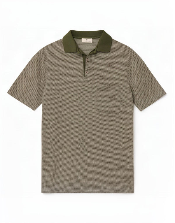 Camisa polo masculina Ermenegildo Zegna IT 52 grande cáqui geométrico