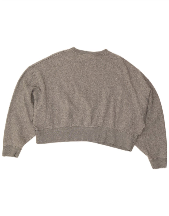 NIKE feminino oversized crop moletom jumper UK 10 pequeno cinza algodão