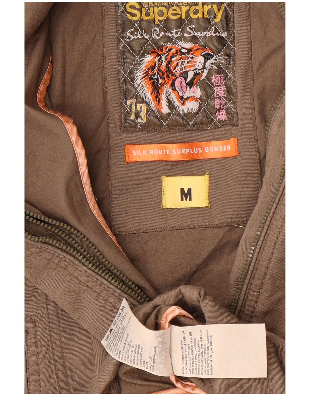Jaqueta bomber feminina Superdry manga 3/4 Reino Unido 14 cinza médio Tencel
