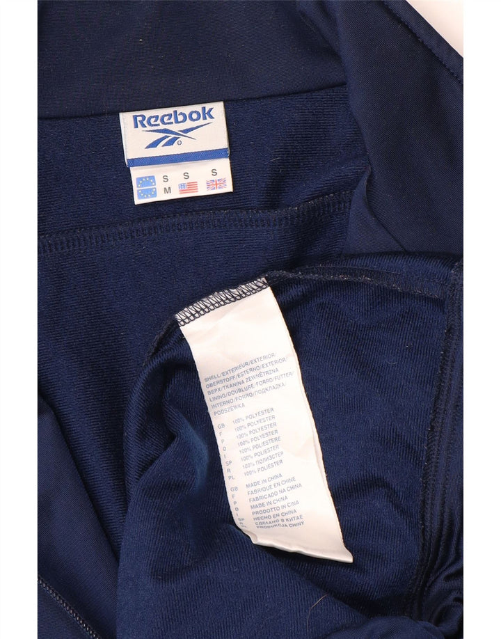 REEBOK Mens Loose Fit Treino Top Jaqueta Pequena Azul Marinho Poliéster