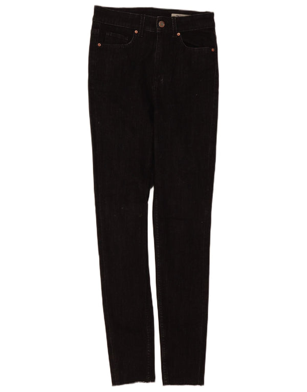 Calça jeans feminina Marks & Spencer The Ivy Skinny UK 8 pequena W28 L30 preta