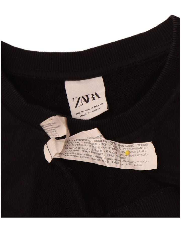 Zara moletom gráfico masculino jumper médio preto colorblock algodão
