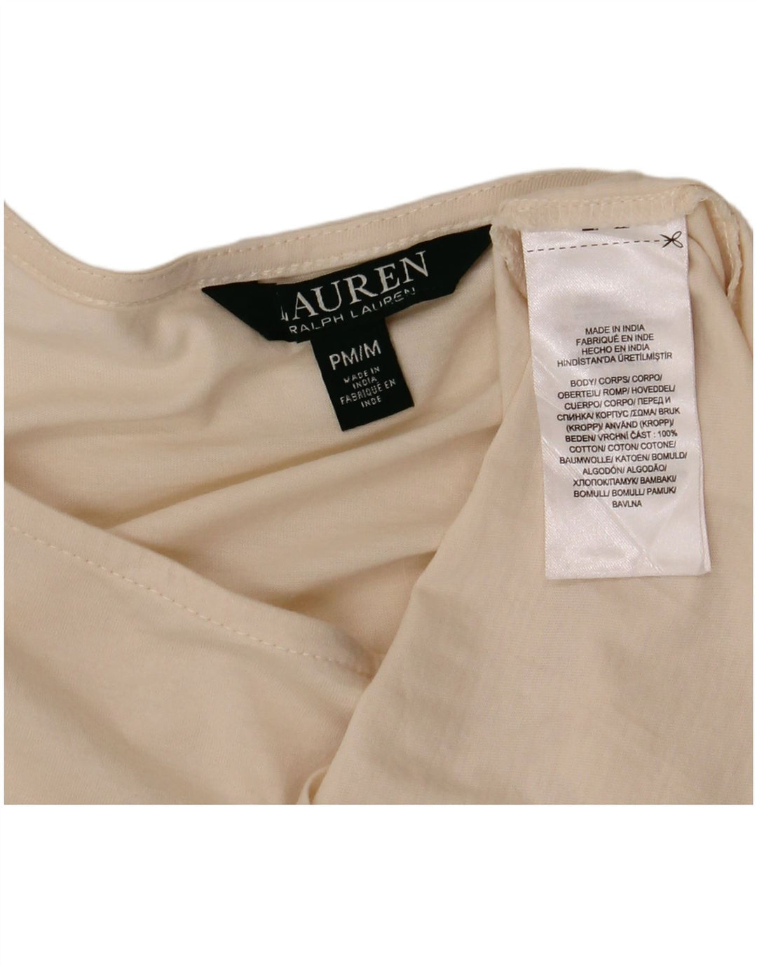 Ralph Lauren Top feminino manga 3/4 UK 14 médio off white algodão