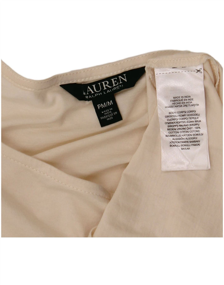 Ralph Lauren Top feminino manga 3/4 UK 14 médio off white algodão