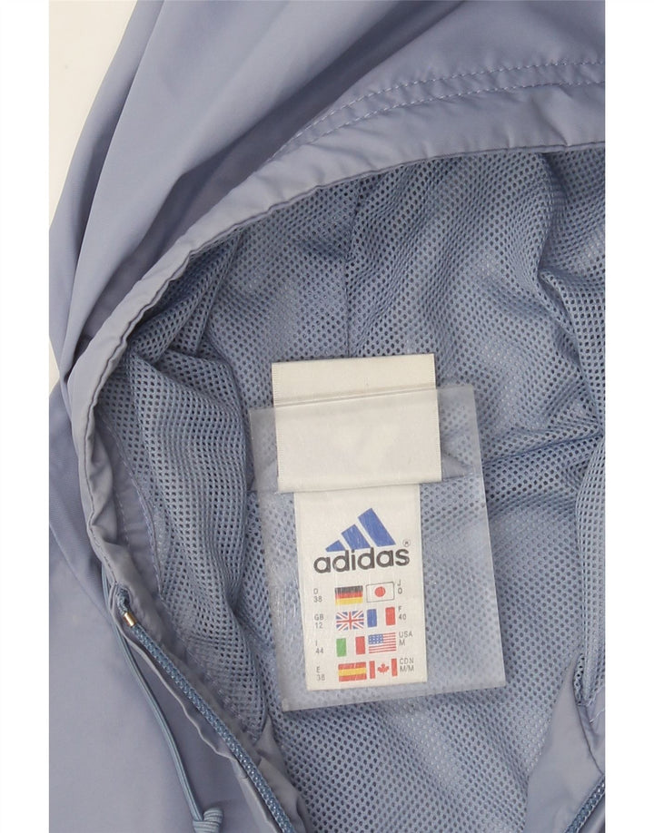 ADIDAS Womens Hooded Oversized Raincoat UK 12 Médio Azul Poliamida