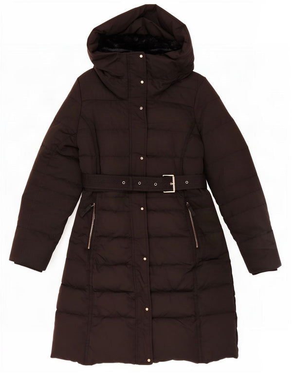 Casaco acolchoado com capuz feminino Zara Reino Unido 16 grande preto