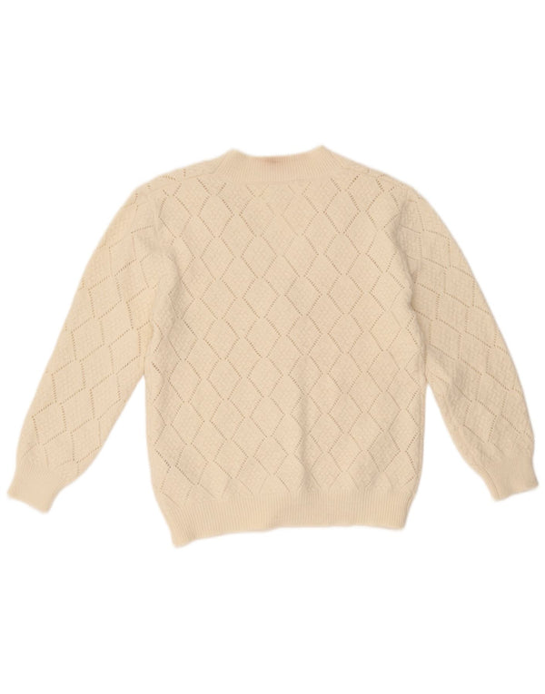 Suéter cardigã feminino Zara 11-12 anos branco Argyle/acrílico diamante