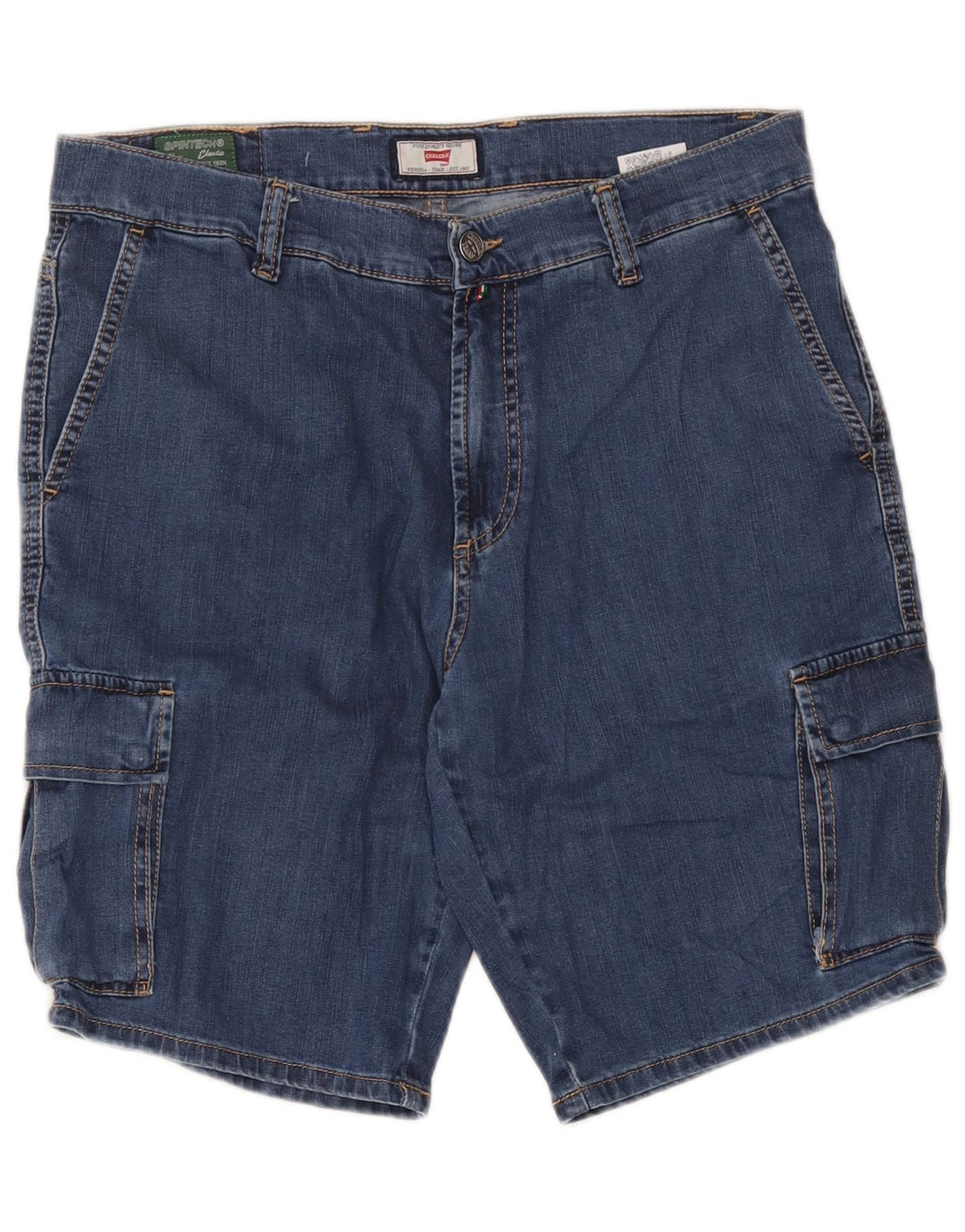 Carrera Mens 618 Denim Cargo Shorts W34 Grande Azul Algodão