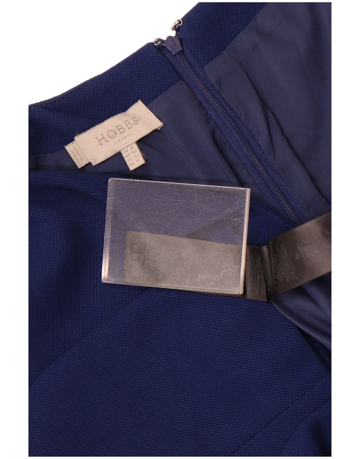 Vestido feminino Hobbs manga 3/4 com bainha UK 16 grande azul poliéster