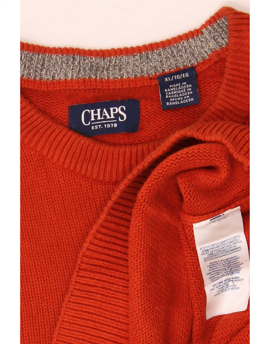 Suéter masculino Chaps com gola redonda XL laranja algodão